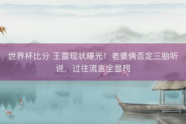 世界杯比分 王雷现状曝光！老婆俩否定三胎听说，过往流言全显现