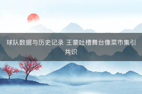 球队数据与历史记录 王蒙吐槽舞台像菜市集引共识