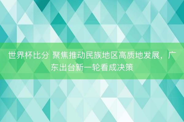 世界杯比分 聚焦推动民族地区高质地发展，广东出台新一轮看成决策