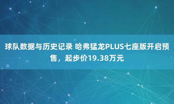 球队数据与历史记录 哈弗猛龙PLUS七座版开启预售，起步价19.38万元