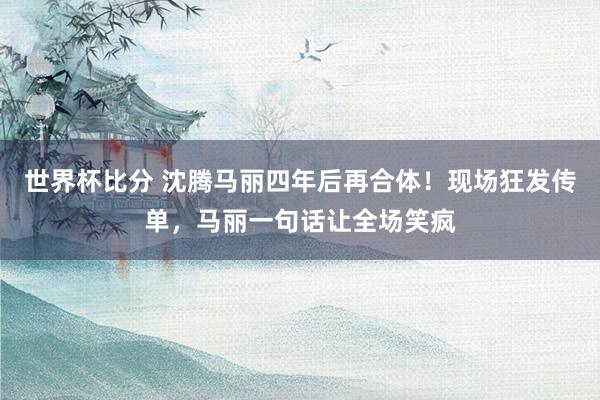 世界杯比分 沈腾马丽四年后再合体！现场狂发传单，马丽一句话让全场笑疯
